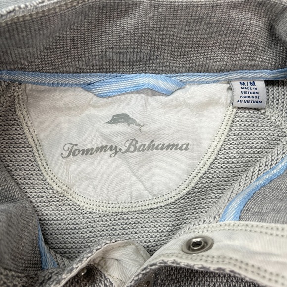Tommy Bahama Sweatshirt Mens Medium Gray Long Sleeve Metal 1/4 Snap Pullover - Picture 5 of 7